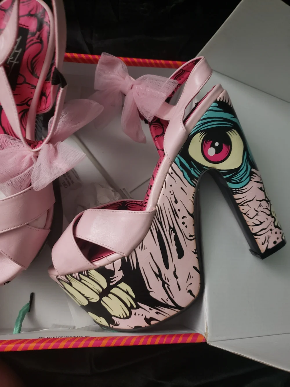 Iron Fist Pink Zombie Platform Sandals with Tulle Bows Extremely Rare Size 10 - Picture 12 of 13